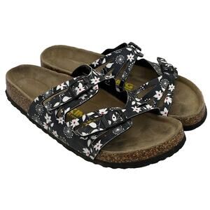 VIKING TWO BUCKLE SLIDE WITH TOE STRAP-BRAMA Black FLORAL Size 39